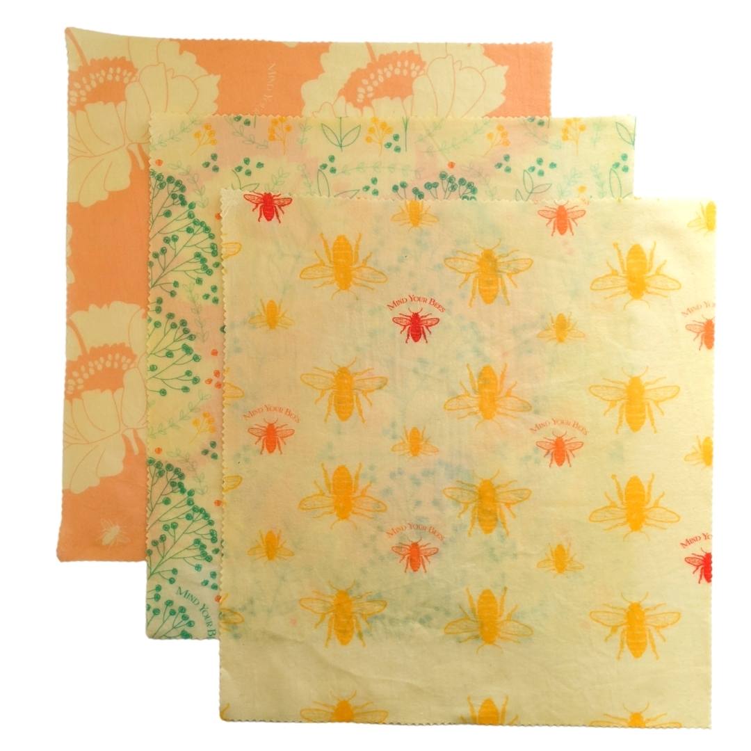Large Beeswax Food Wraps - Set of 3