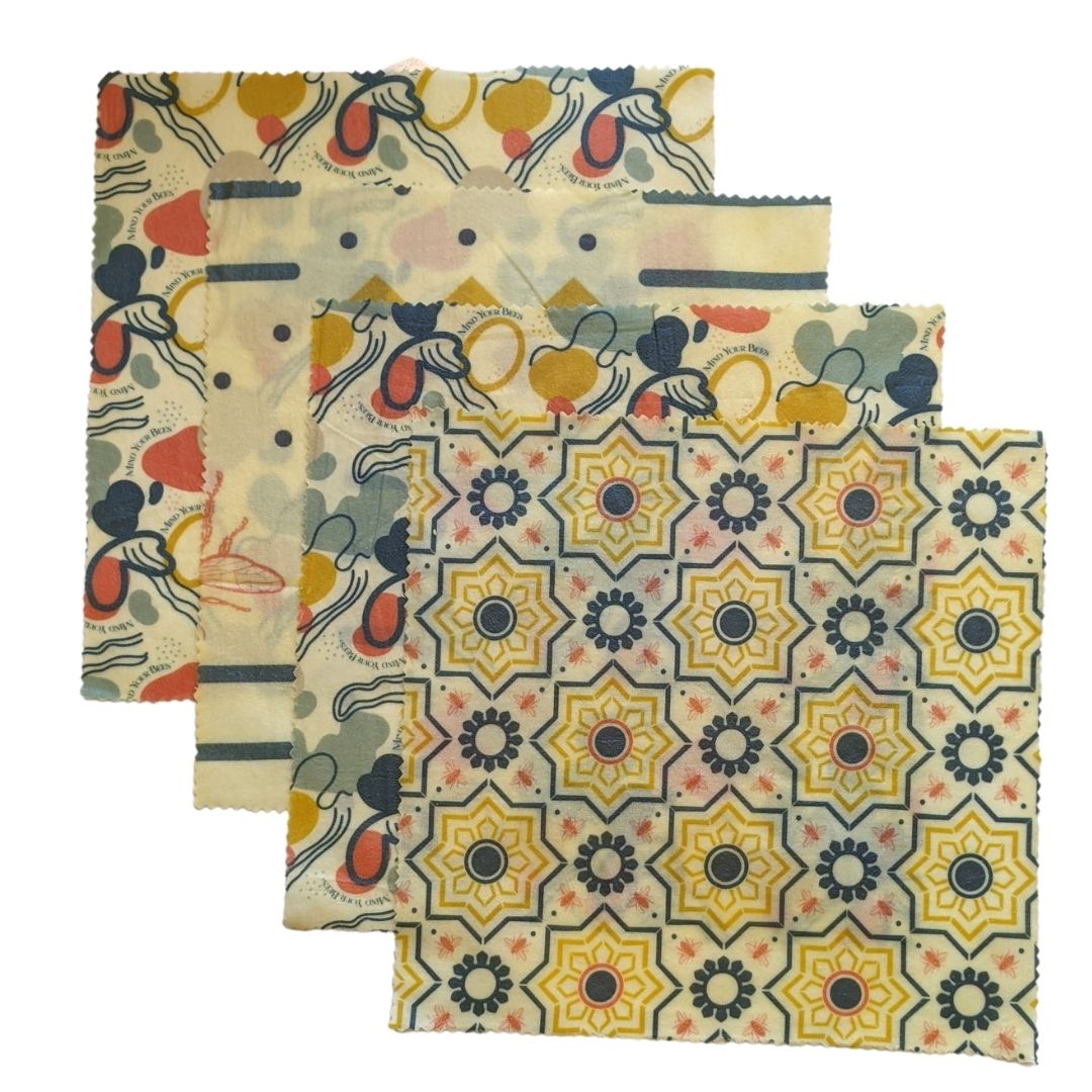 Medium Beeswax Food Wraps - Set of 4