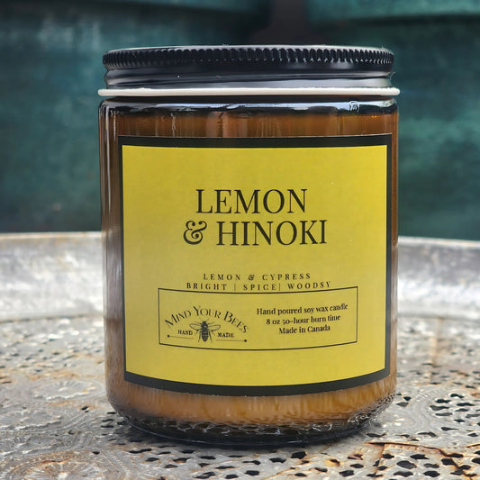 Hinoki & Lemon Soy Candle – 8 oz