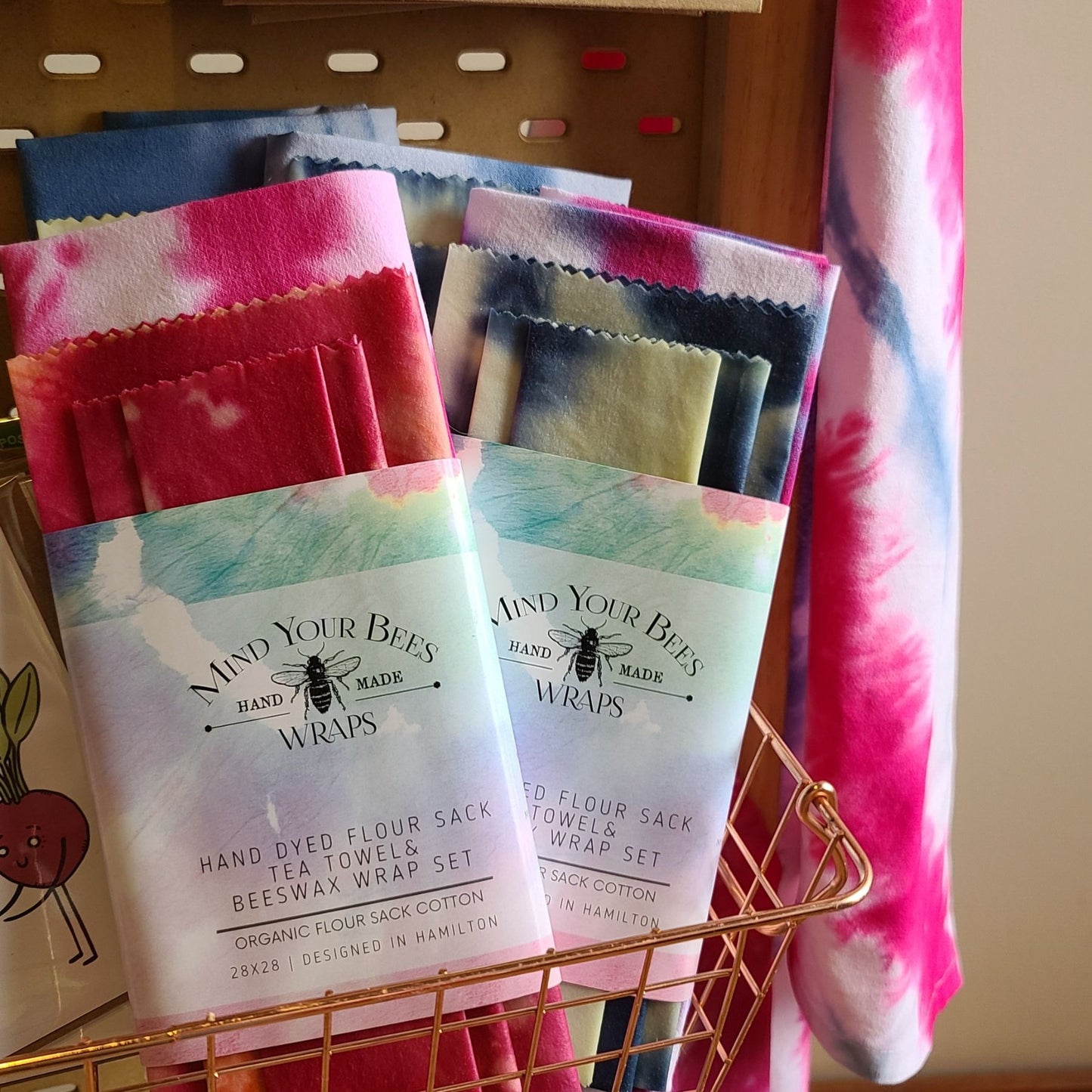 Tie-dyed 100% Cotton Kitchen Towel & Beeswax Wrap Set