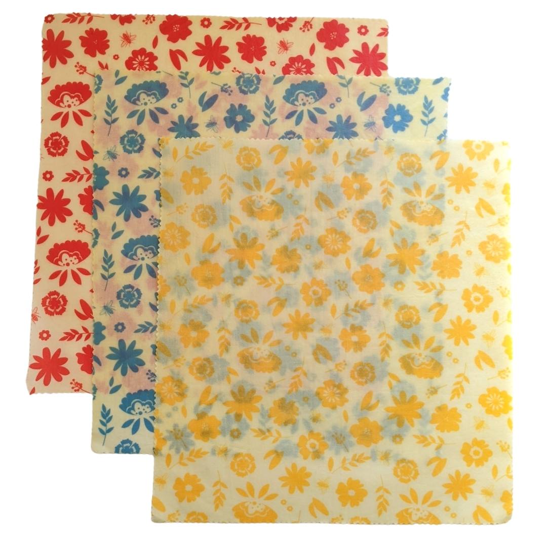 Large Beeswax Food Wraps - Set of 3