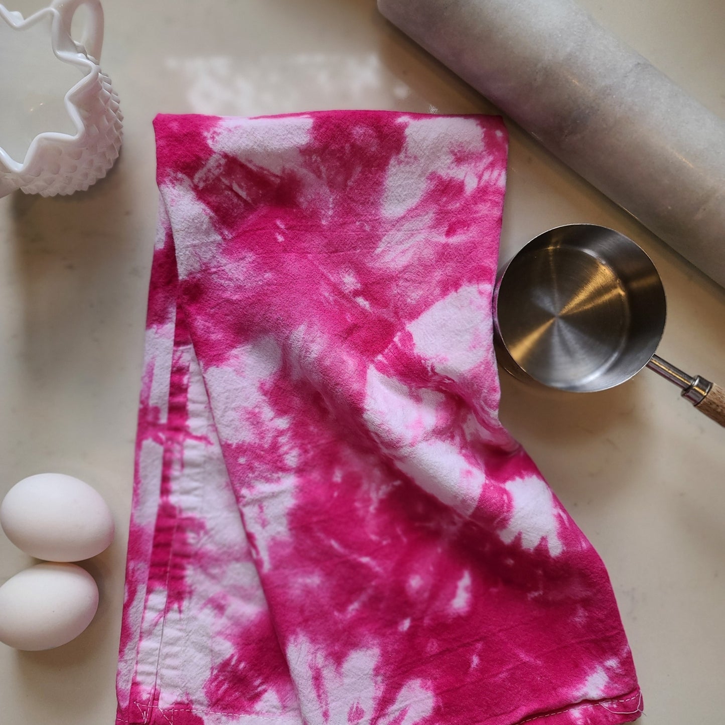 Tie-dyed 100% Cotton Kitchen Towel & Beeswax Wrap Set